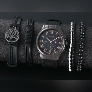 $5 WATCH AND BRACELET SET. NEW. $5 IF BUNDLED. IN BLACK